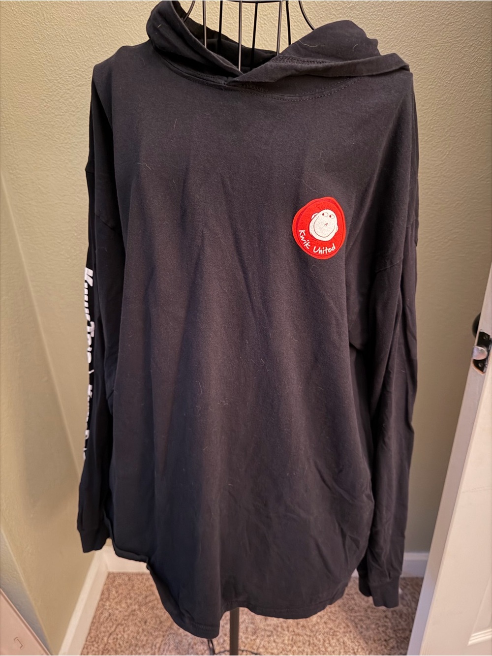 Men’s Black Long-Sleeve Hooded Tee with Red Patch KwikTrip